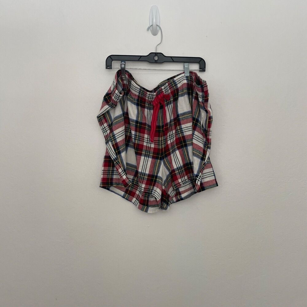 Old Navy Womens Flannel Pajama Shorts Red White Plaid Holiday Sleepwear 3X NEW - Picture 2 of 3